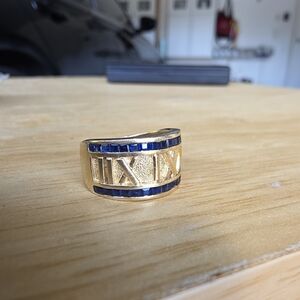 Gold and Blue Roman Numeral Ring